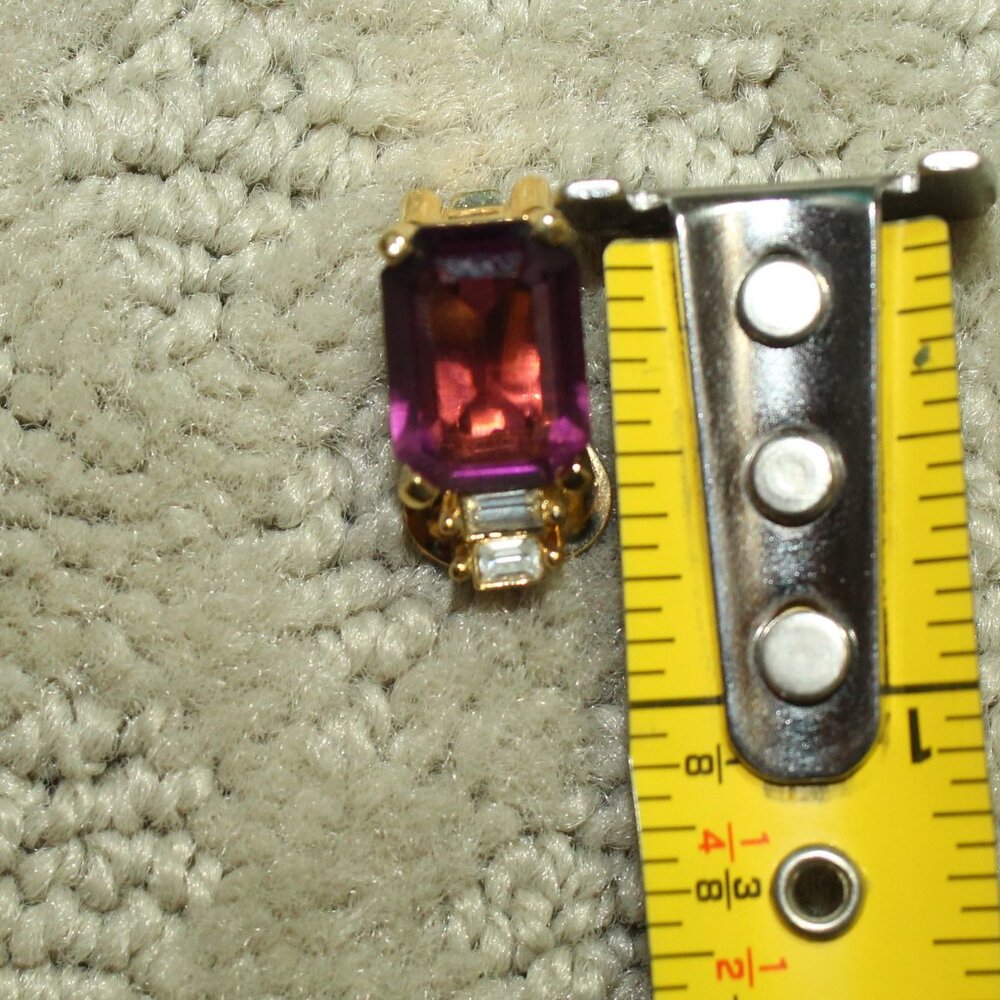 Vtg Christian Dior Simulated Amethyst Rhinestone Clip On Earrings 1980s Signed - Picture 3 of 6